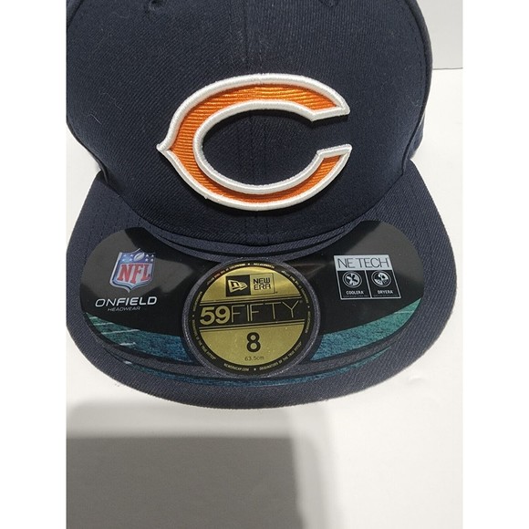 New Size 8 New Era Chicago Bears 59Fifty On Field Fitted Hat Cap Navy Blue NFL 2 - Picture 2 of 5